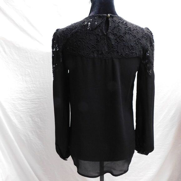 Anthropologie Kit and Sky S Black Silky Crochet Embroidered Blouse EUC - Picture 5 of 5